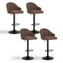 Rowan 4x Bar Stools Kitchen Swivel Gas Lift Counter Chair Shell Leather Brown