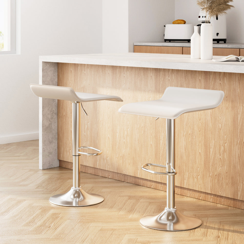 Linden 2x Bar Stools Faux Leather Chair White