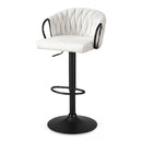Rowan 1x Bar Stool Kitchen Dining Chair Counter Stool Woven Velvet Ivory – Single