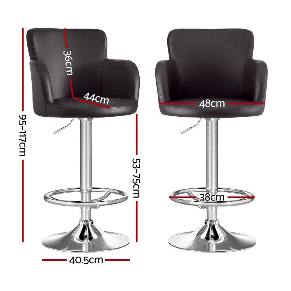 Linden Leather Gas Lift Bar Stools – Brown – Set of 2