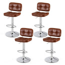 Arlo 4x Bar Stools Kitchen Swivel Gas Lift Counter Chair Tuft PU Leather Brown
