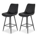 Arlo 2x Bar Stools Kitchen Dining Chair Counter Stool Diamond PU Leather Black