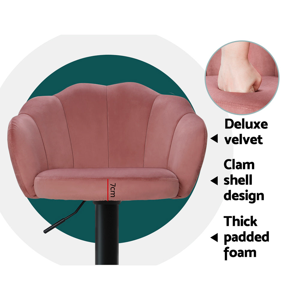 Nessah Gas Lift Velvet Bar Stools – Pink – Set of 2