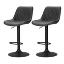 Rowan 2x Bar Stools Gas Lift Vintage Leather Black