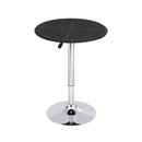 Bar Table Round Swivel Height Adjustable 62cm Modern PVC Leather Black