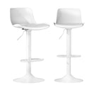 Bar Stools Kitchen Swivel Gas Lift Stool Leather Dining Chairs White x2