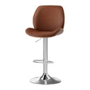 Rowan 1X Bar Stool Bentwood Swivel Adjustable Kitchen Dining Counter Stool Leather Brown