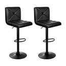 Rowan 2x Bar Stools Kitchen Dining Chairs Gas Lift Stool Leather Black