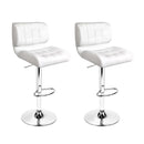 Arlo 2x Bar Stools Gas Lift Leather Padded White