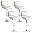 Atlas 4x Bar Stools Gas Lift Leather Padded White