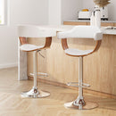 Atlas 2x Bar Stools Gas Lift Leather w/Armrest White
