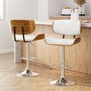 Arlo 2x Bar Stools Gas Lift Leather White