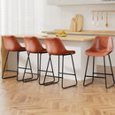 Arlo 4x Bar Stools Leather Padded Metal Legs Brown