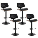 Atlas 4x Bar Stools Kitchen Dining Chairs Gas Lift Stool Wooden Leather Black