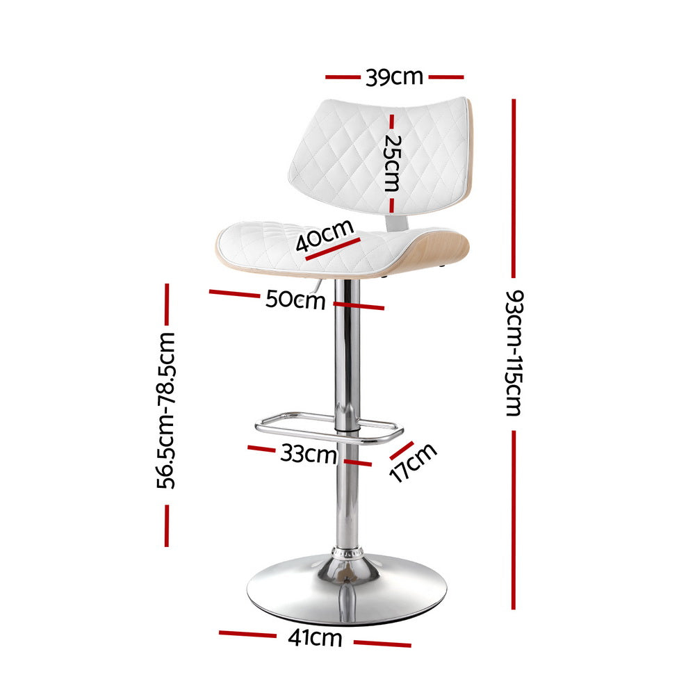 Quilla Gas Lift Wooden Bar Stool – White – Single