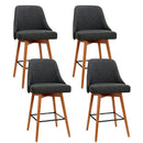 Arlo 4x Bar Stools Swivel Seat Wooden Charcoal