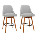 Atlas 2x Bar Stools Swivel Seat Wooden Grey