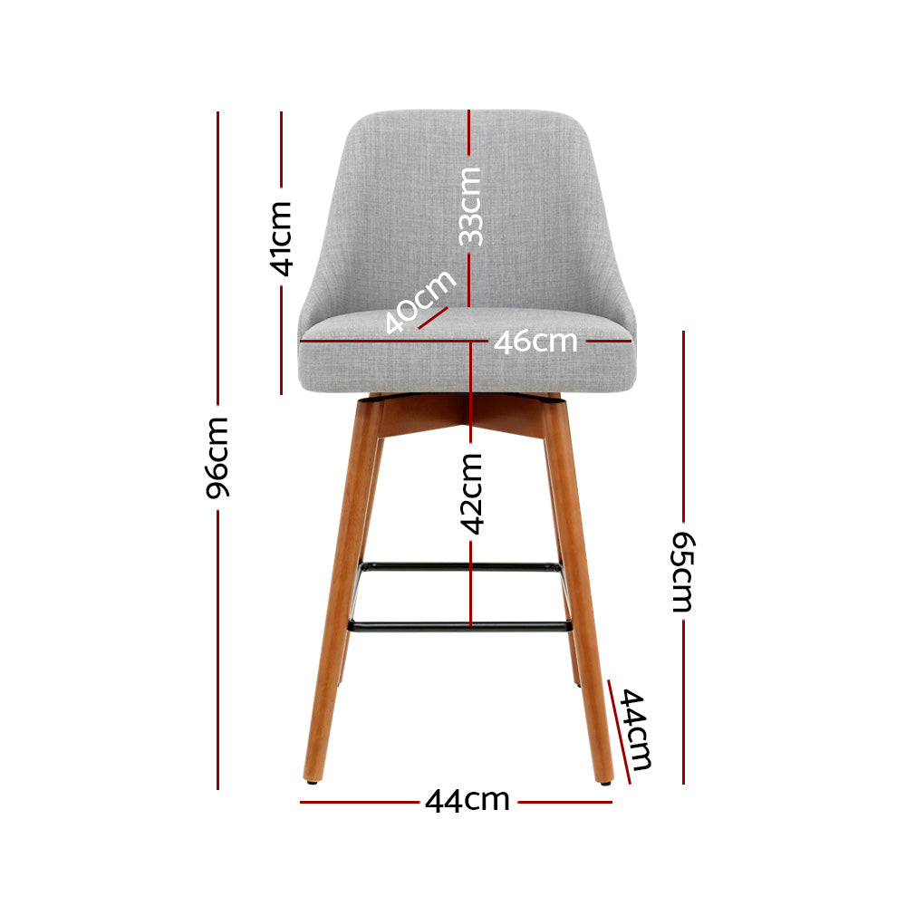 Ashton Fabric Bar Stools – Light Grey – Set of 2
