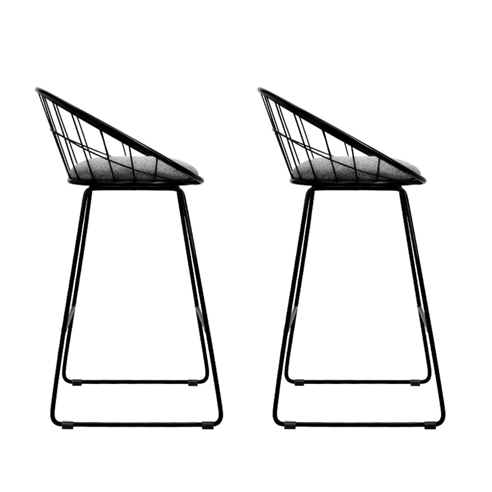 Garrison Steel & Fabric Bar Stools – Grey – Set of 2