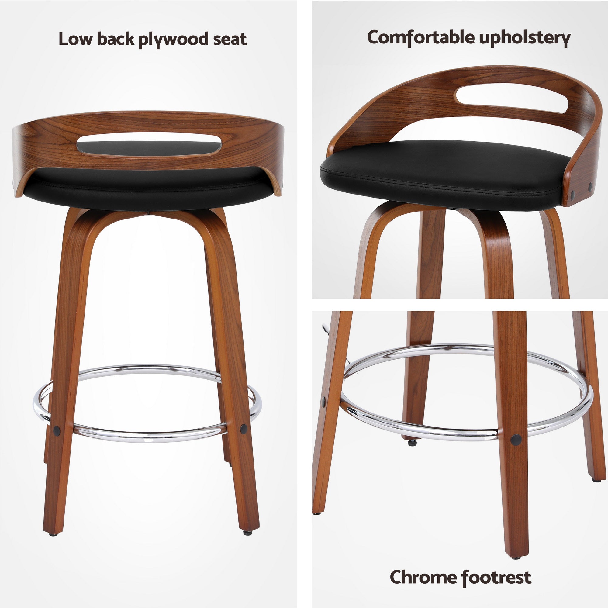 Kairos Swivel Bar Stools – Black – Set of 2