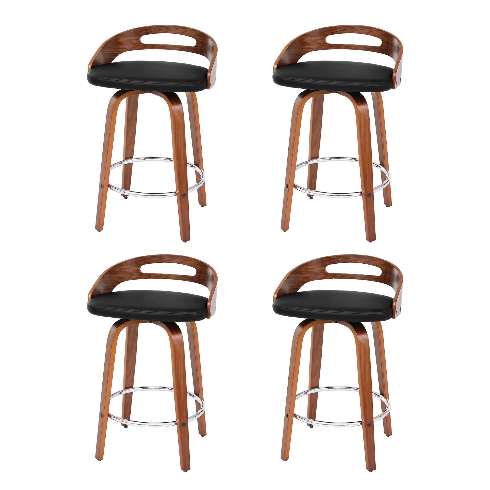Linden 4x Bar Stools Swivel Dining Chairs Low Back Counter Seat PU Cushion