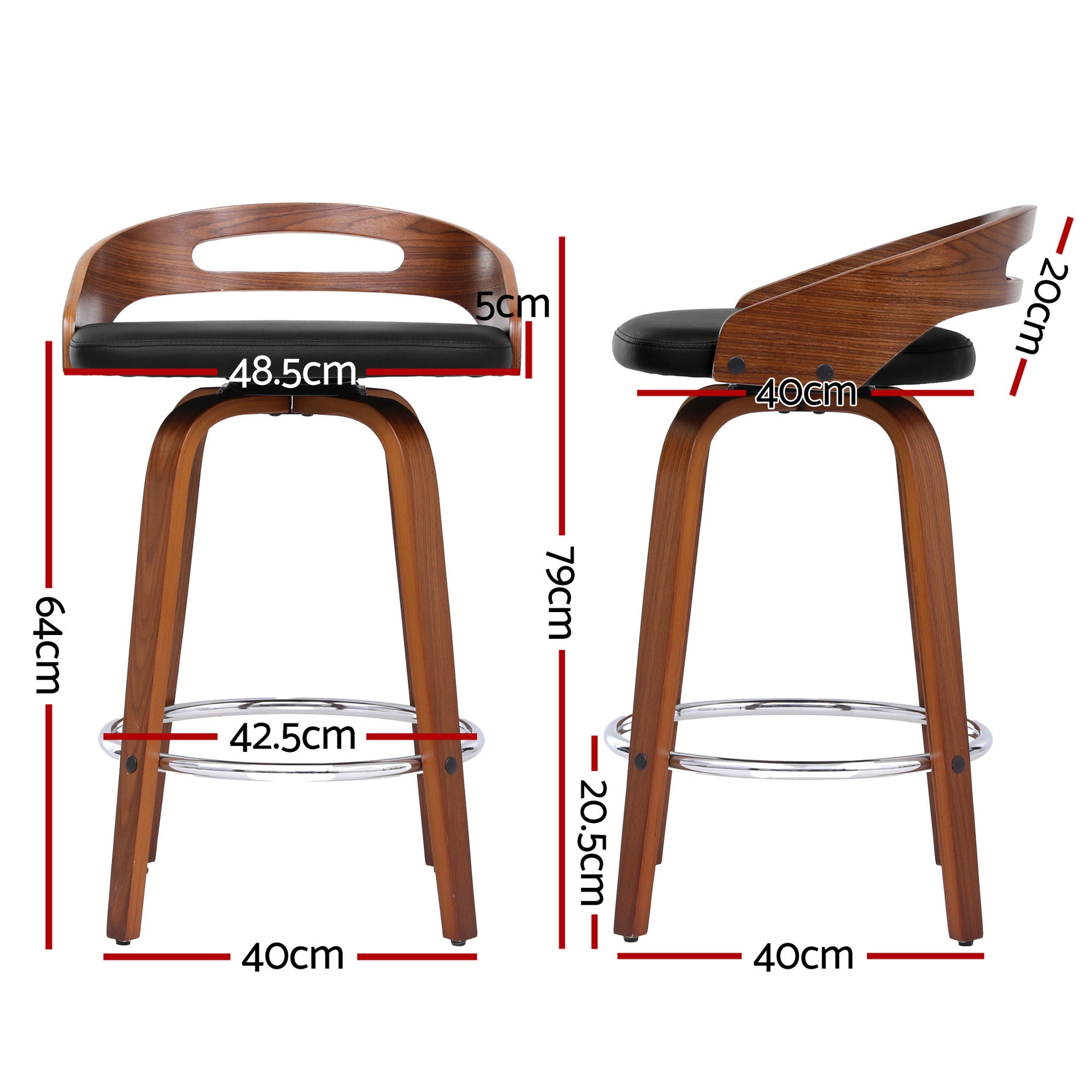 Alderon Swivel Bar Stools – Black – Set of 4