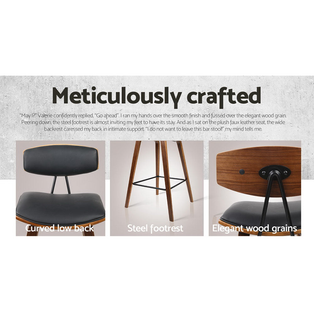 Haven Bar Stools with Backrest – Black – Set of 4