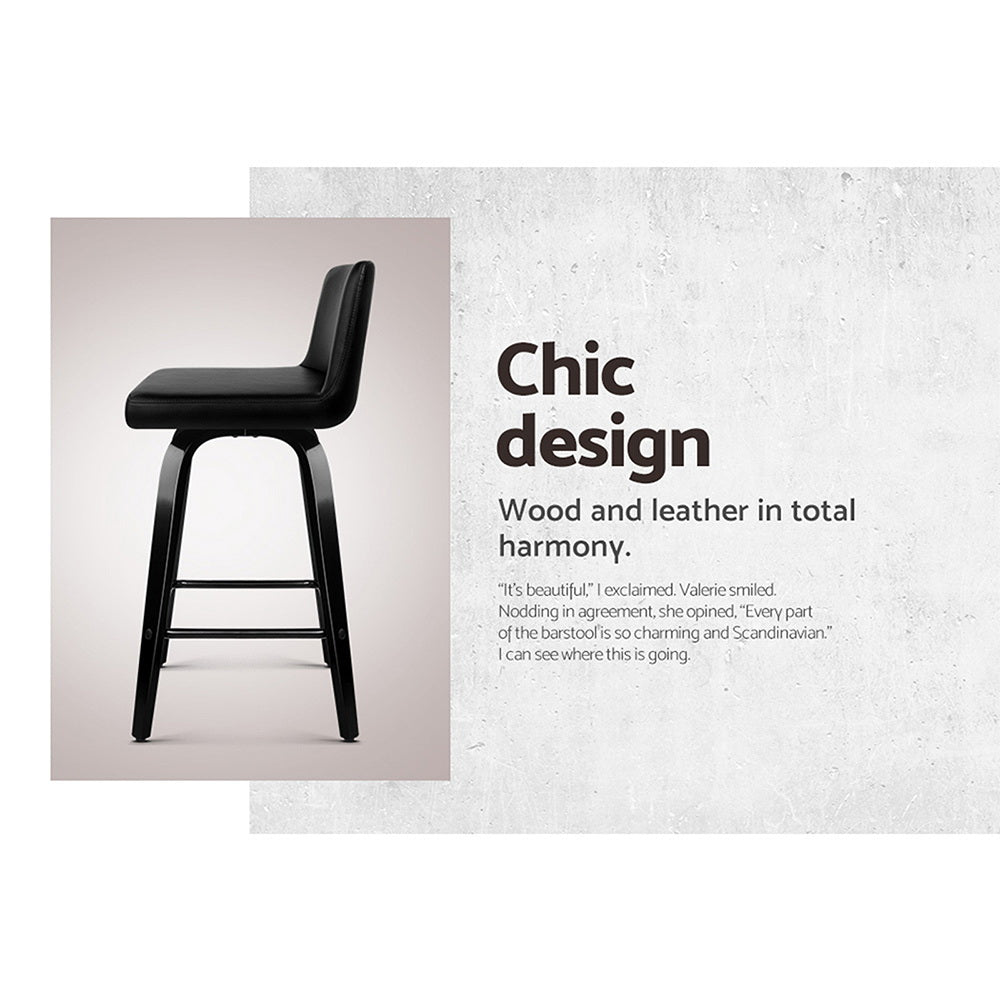 Westwood Swivel Bar Stools – Black & Walnut – Set of 2