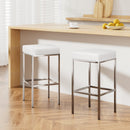 Atlas 2x Bar Stools Leather Padded Metal White