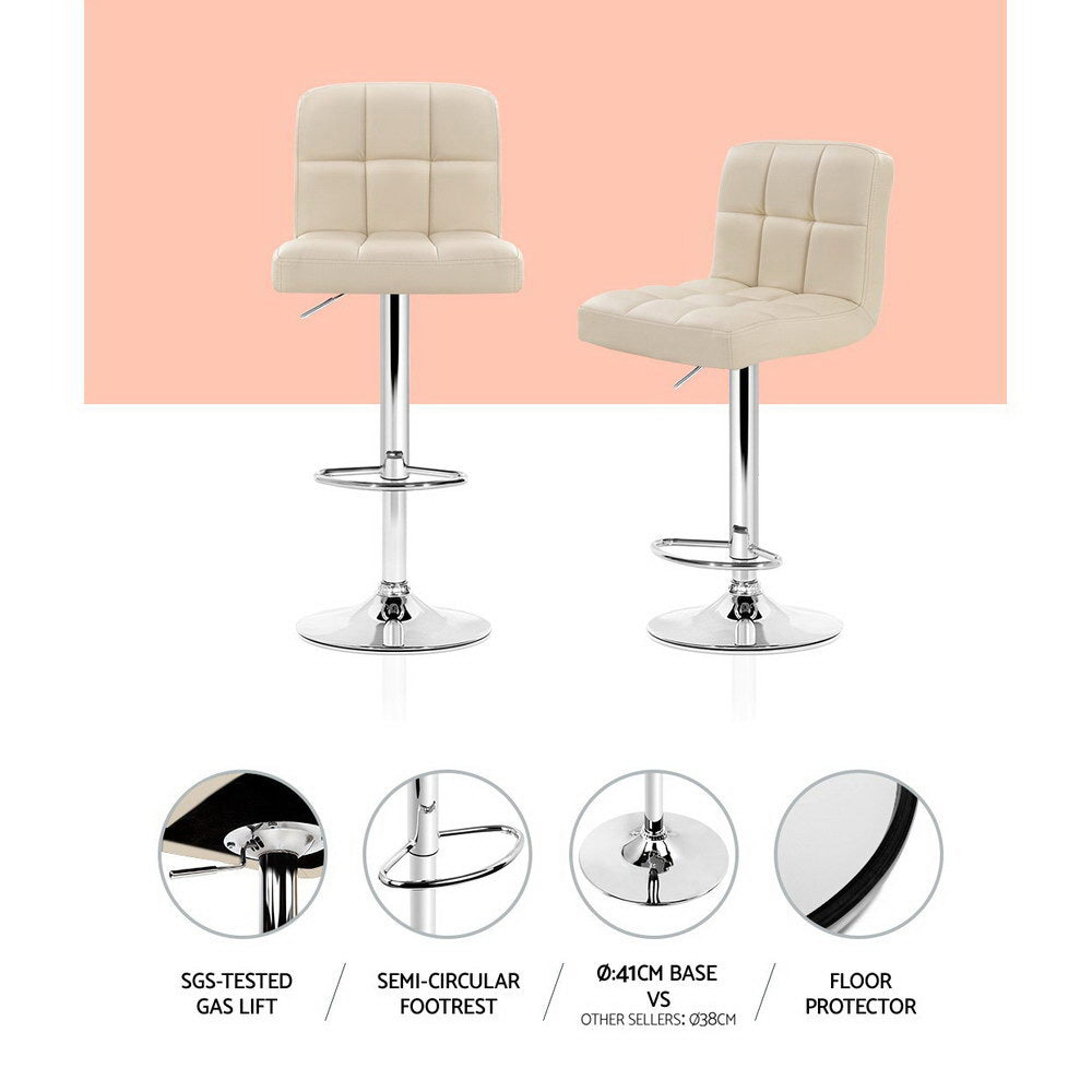 Hudson Patterned Bar Stools – Beige – Set of 2