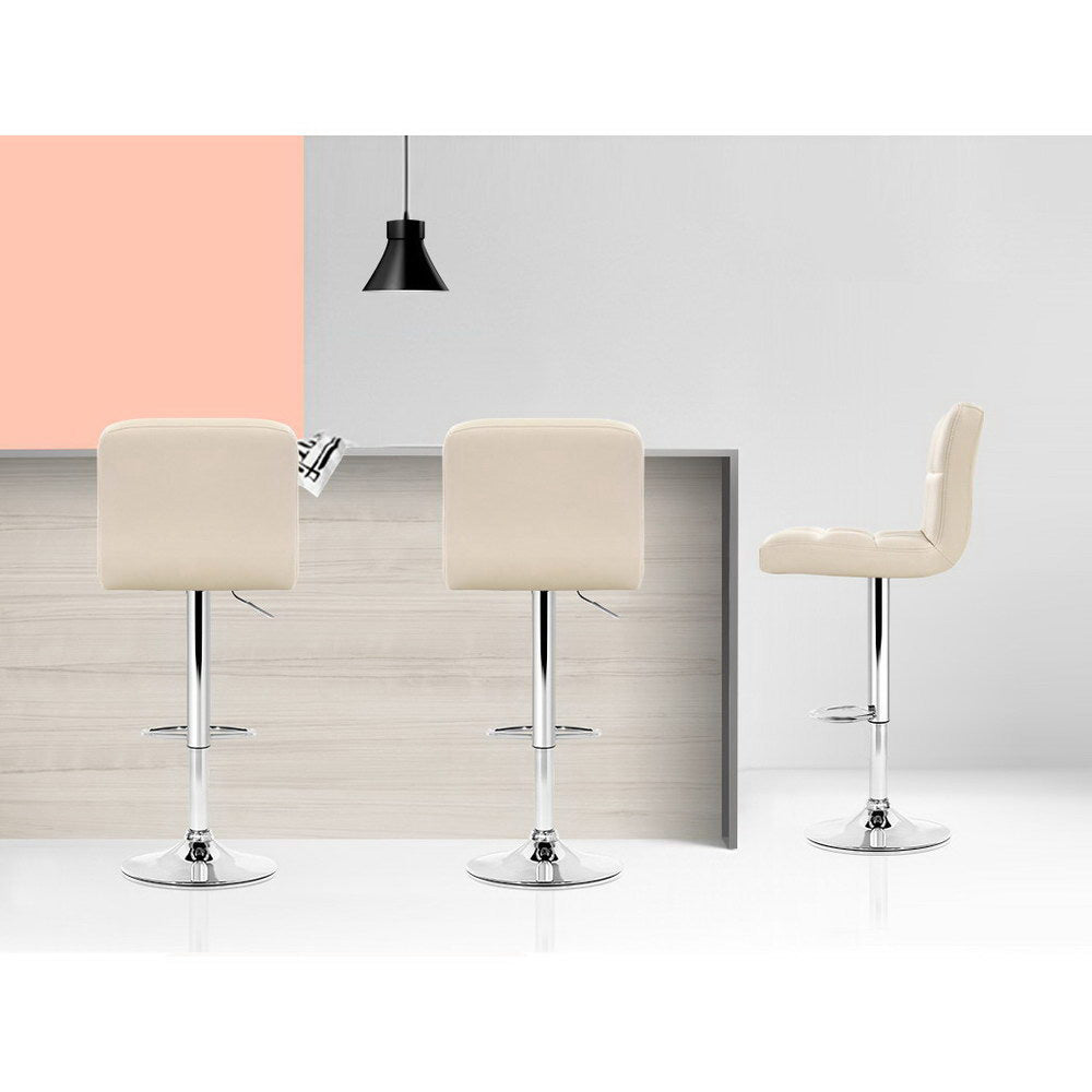 Hudson Patterned Bar Stools – Beige – Set of 2