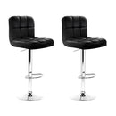 Rowan 2x Bar Stools Leather Gas Lift Black