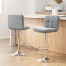 Cove 2x Bar Stools Kitchen Dining Chairs Counter Stool Gas Lift Fabric Grey