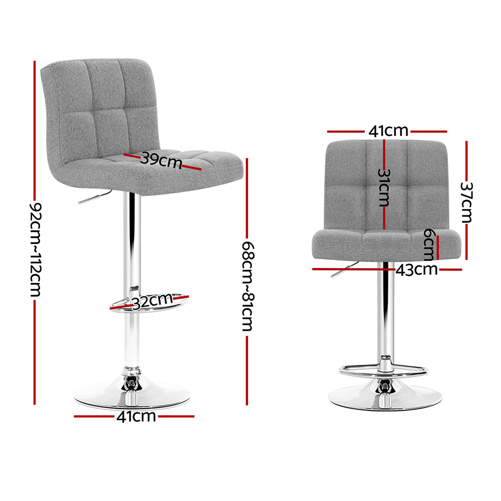 Vantage Fabric Swivel Bar Stools – Grey – Set of 2