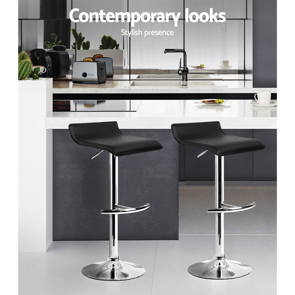 Serrano Wave Style Bar Stools – Black – Set of 2