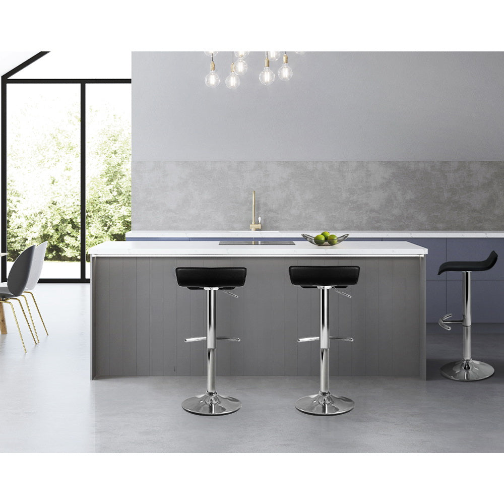 Serrano Wave Style Bar Stools – Black – Set of 2
