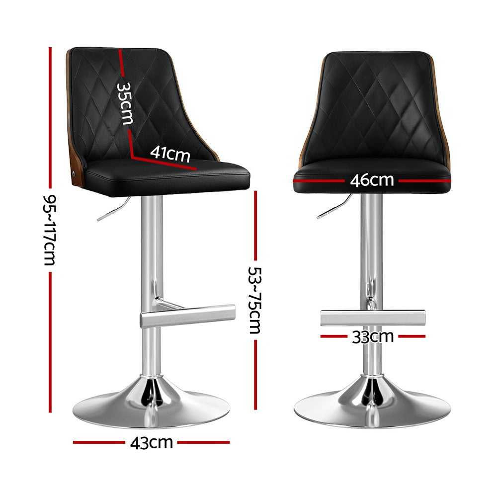 Atlas Wood Swivel Adjustable Bar Stools – Black – Set of 4