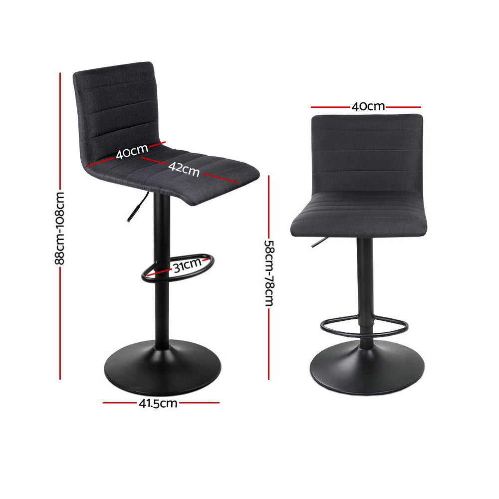 Thorne Linen Bar Stools – Black – Set of 4
