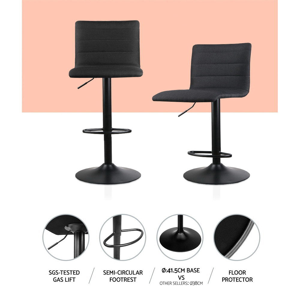 Thorne Linen Bar Stools – Black – Set of 4