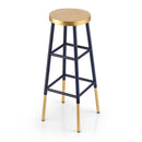 Bar Stools Metal Gold Navy