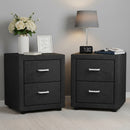 Arlo 2X Bedside Table 2 Drawers Fabric - CADEN Charcoal