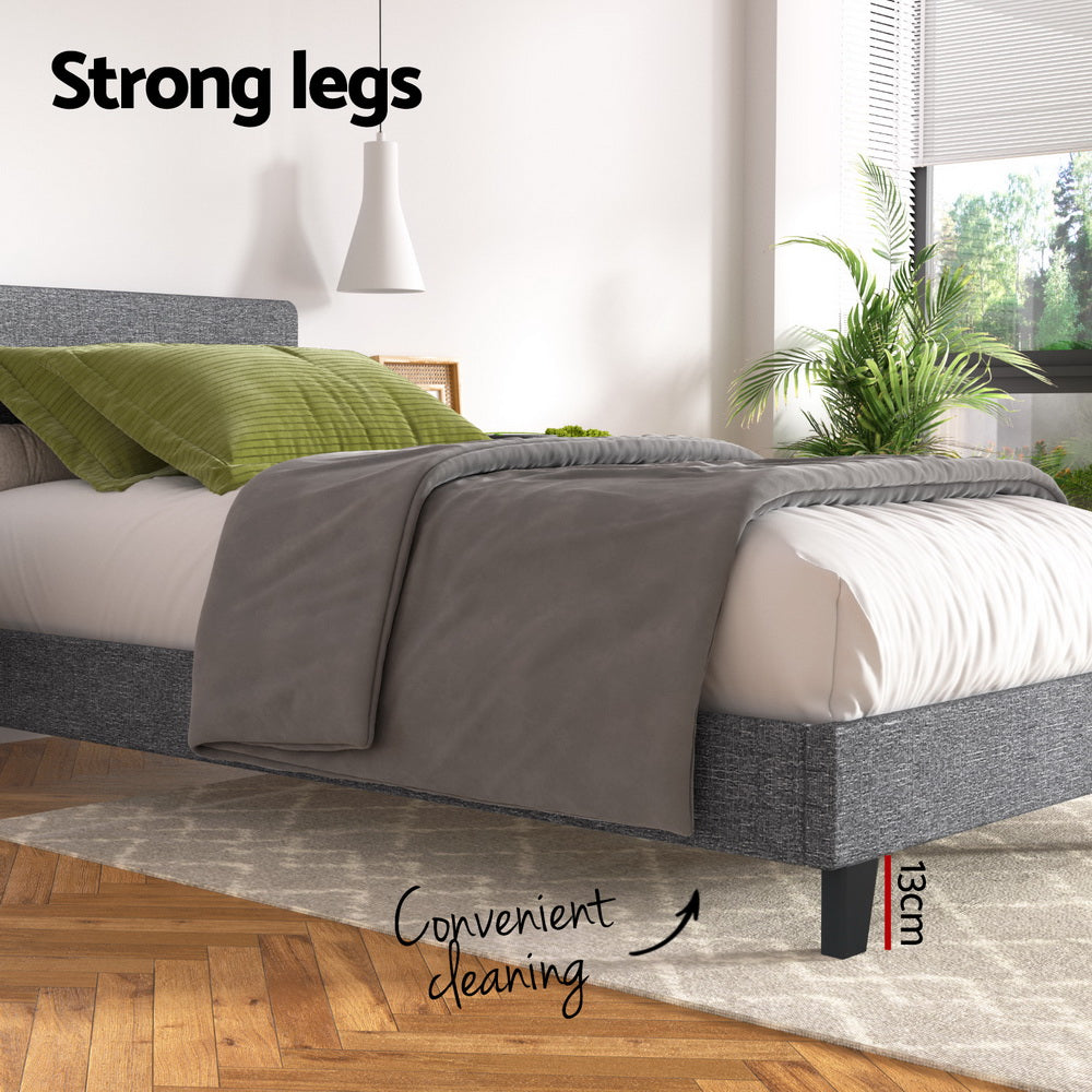 Serano Linen Bed Frame – Grey – King Single