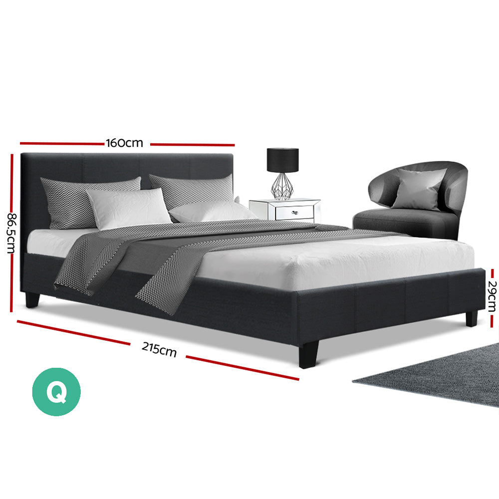 Kairo Fabric Bed Frame – Charcoal – Queen