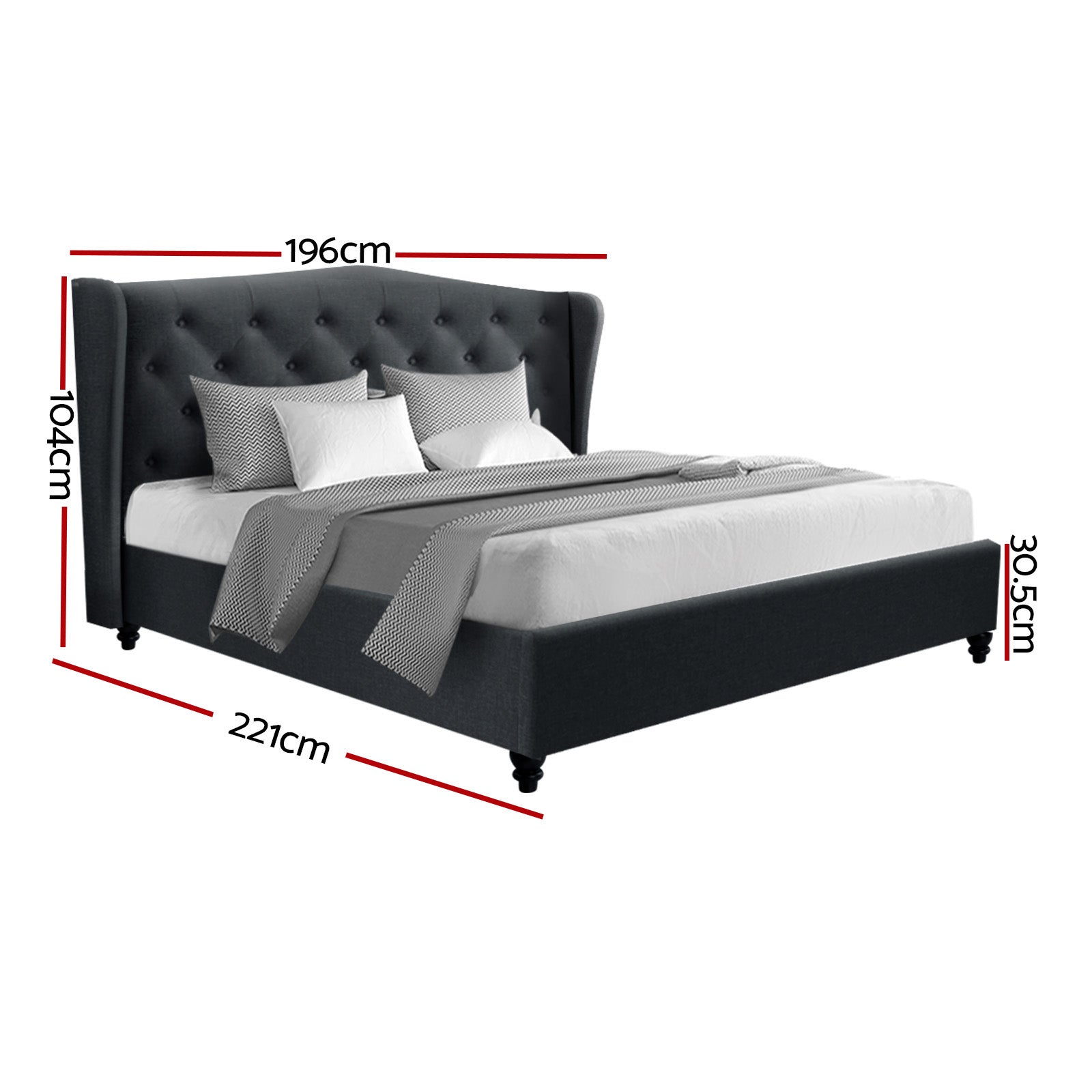 Pierre French Provincial Bed Frame – Charcoal – King