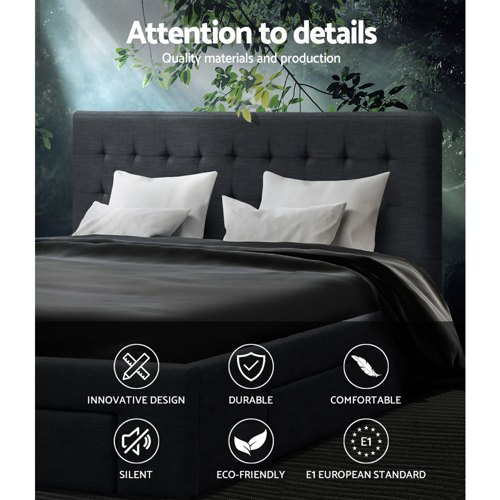 Halston Linen Storage Bed Frame – Charcoal – Double