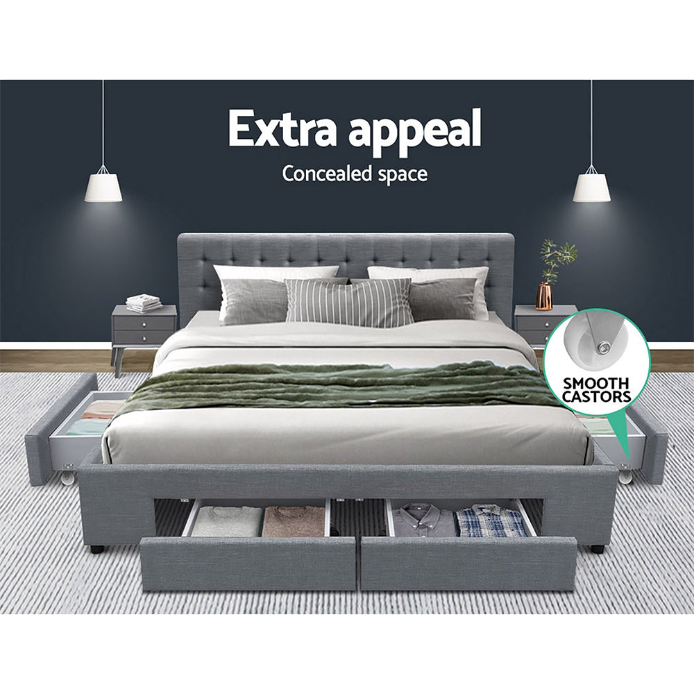Halston Linen Storage Bed Frame – Grey – King