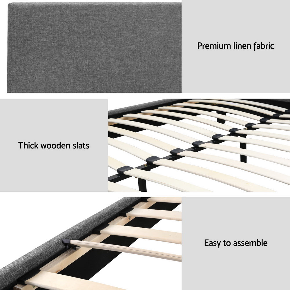 Nolan Fabric Bed Frame – Grey – King