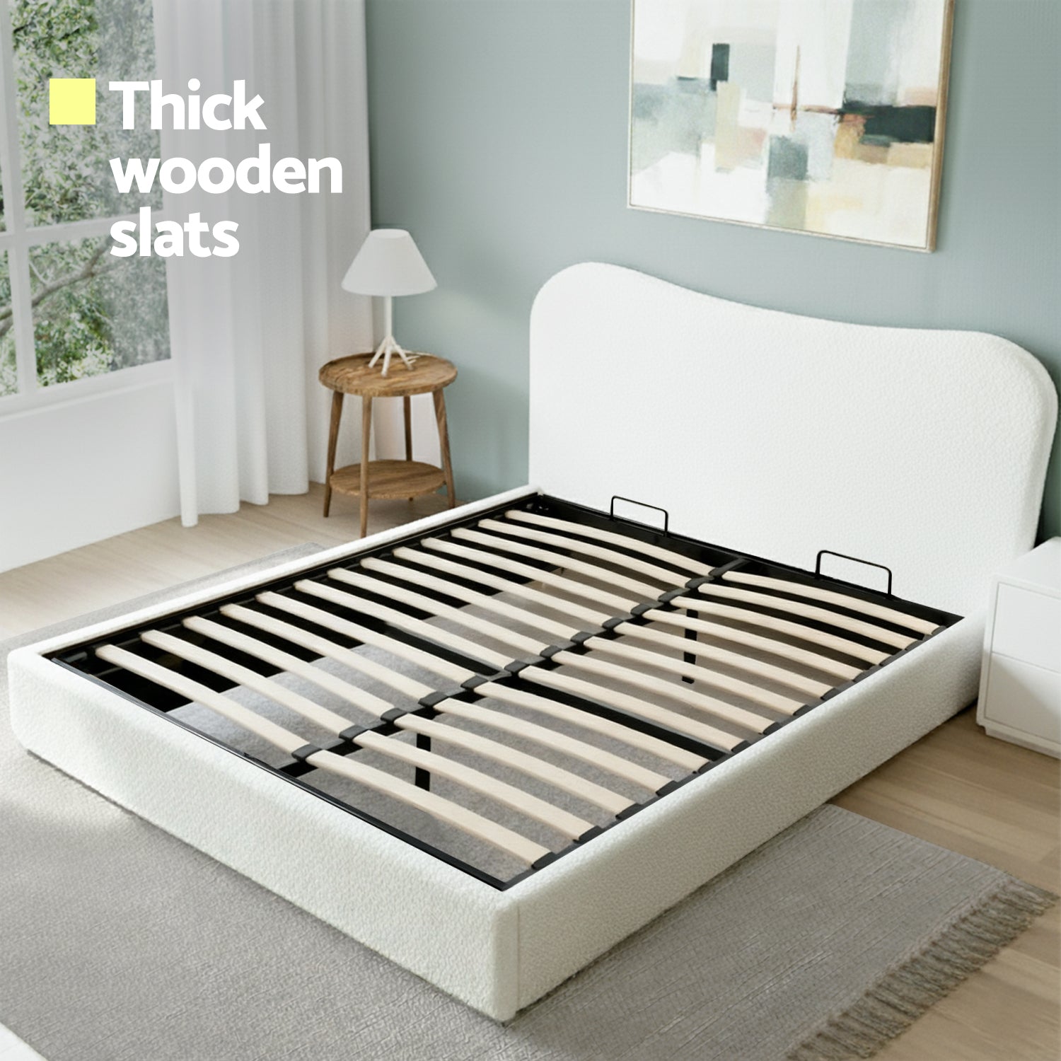 Cove Gas Lift Storage Bed Frame – White – Double