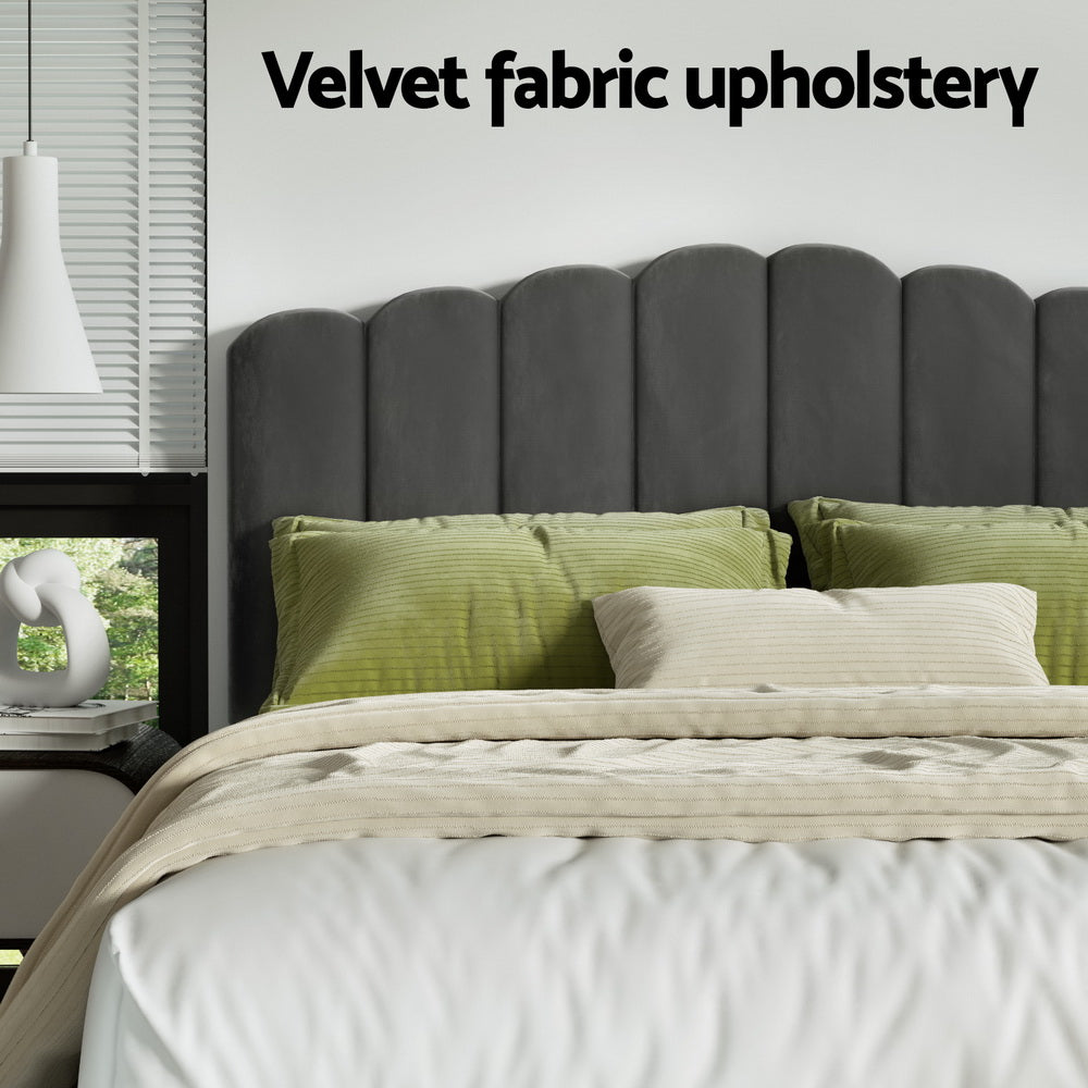 Fion Velvet Gas Lift Bed Frame – Grey – Queen