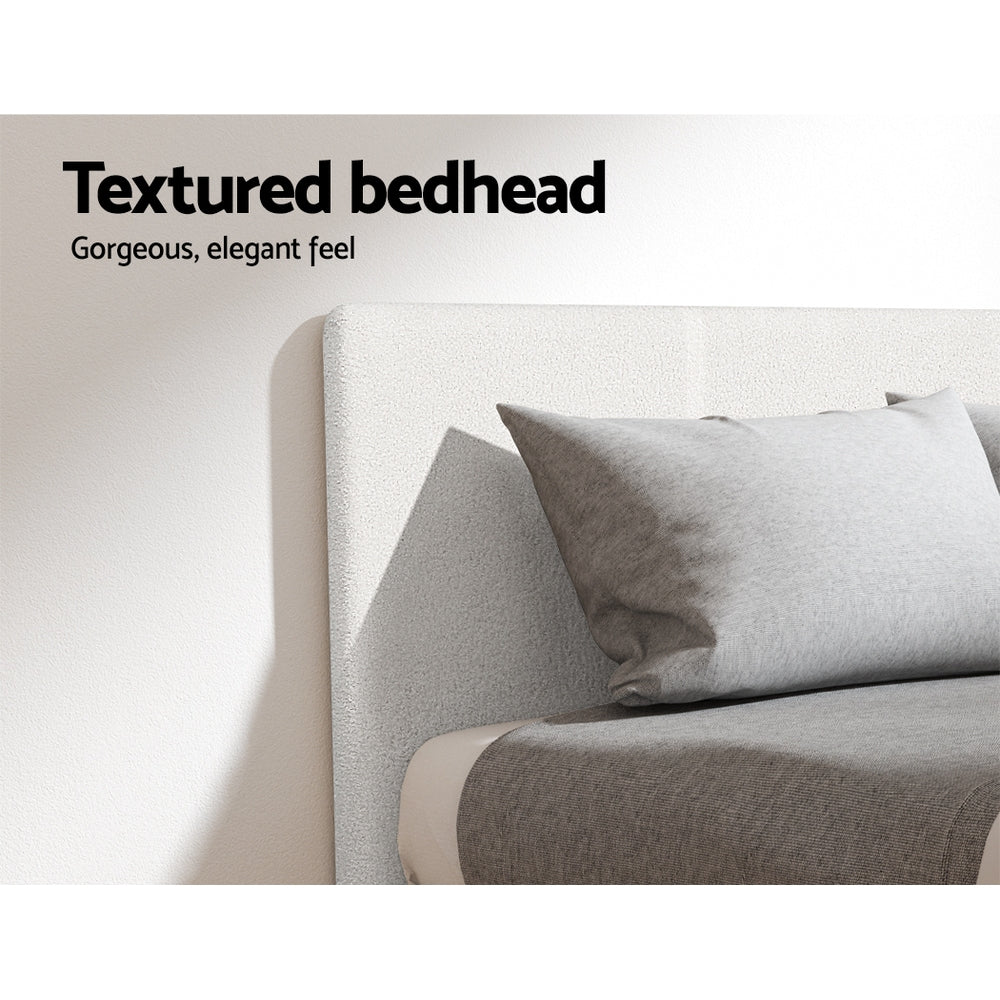 Neo Bouclé Bed Frame – Beige – Single